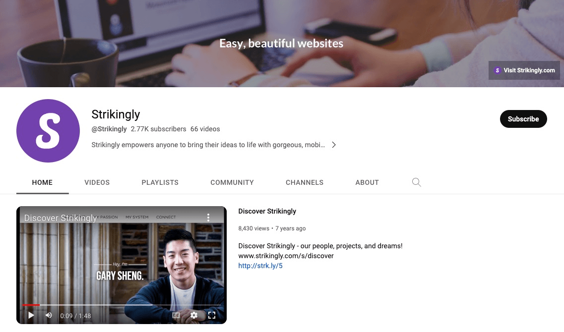 null Strikingly's YouTube Channel